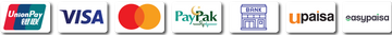 Various payment method logos including UnionPay, Visa, Mastercard, PayPal, Bank Accounts, upaisa, and easypaisa.